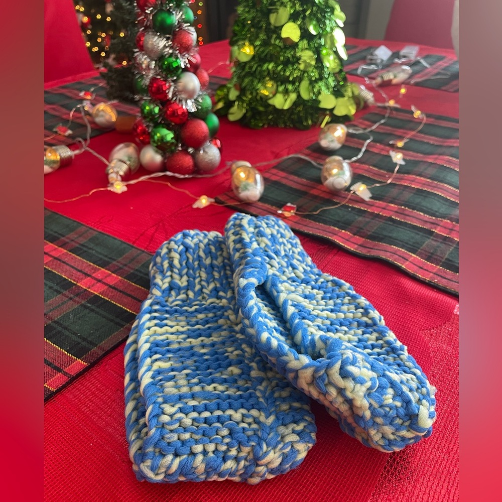 Handmade Blue and White Slippers